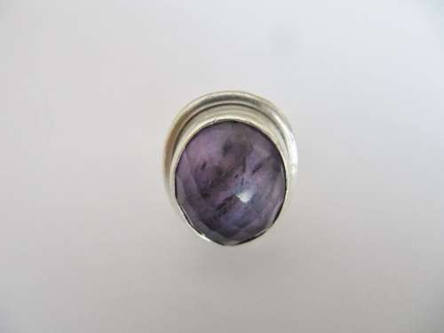 Vintage Natural Amethyst Stone in Sterling Silver Ring