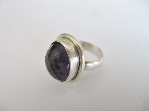 Vintage Natural Amethyst Stone in Sterling Silver Ring