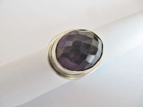 Vintage Natural Amethyst Stone in Sterling Silver Ring