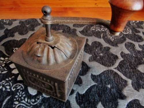 Antique Italian Early 20th Century Tin Coffee Grinder