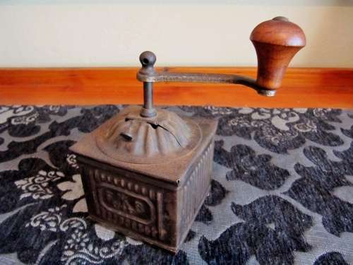 Antique Italian Early 20th Century Tin Coffee Grinder