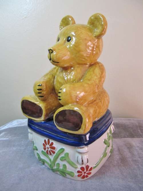 Lovely Large Hand-Painted Ceramic Teddy Figurine