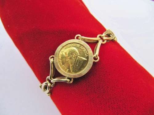 Stunning! Solid Gold Bracelet with 1/10oz Kruger Rand Coin