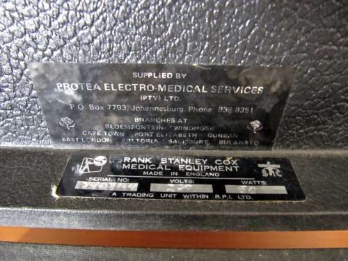 Vintage Rank Stanley Cox Medical Equipment