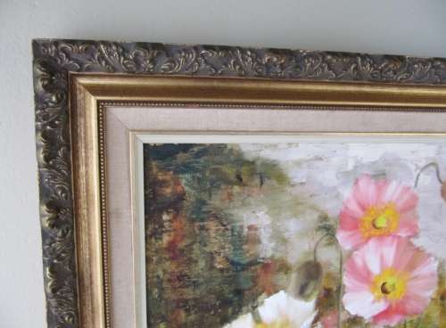 Superb! Mia Venter - Large Poppy Floral Bouquet Oil Painting