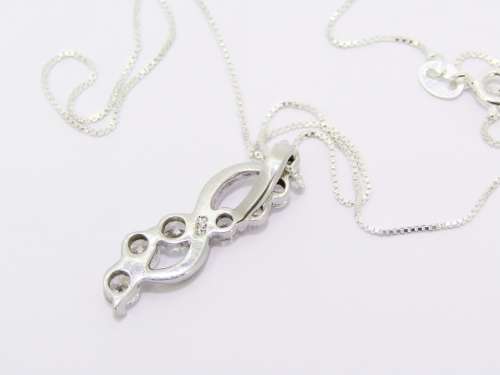 Lovely Dainty Sterling Silver CZ Pendant On Chain in Sterling Silver.