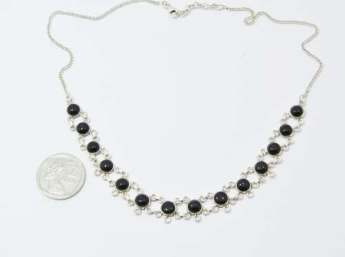 A Gorgeous Black Stone Necklace in Sterling Silver.