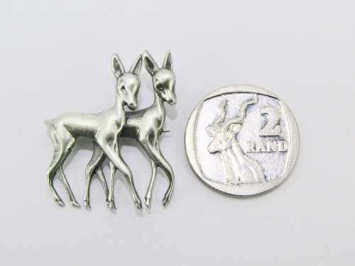 Lovely Vintage  Brooch Made up With Two Bambi`s in Sterling Silver
