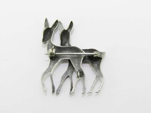 Lovely Vintage  Brooch Made up With Two Bambi`s in Sterling Silver