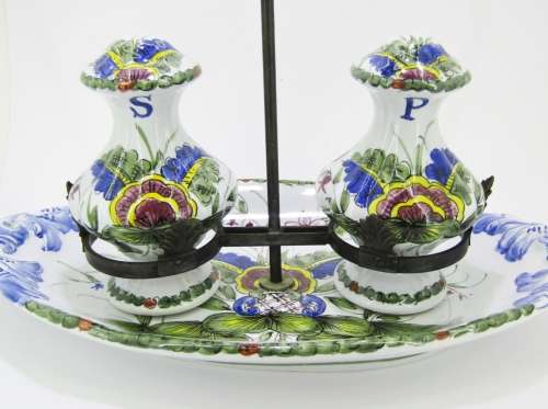 Vintage Italian Ceramic Large Condiment Stand