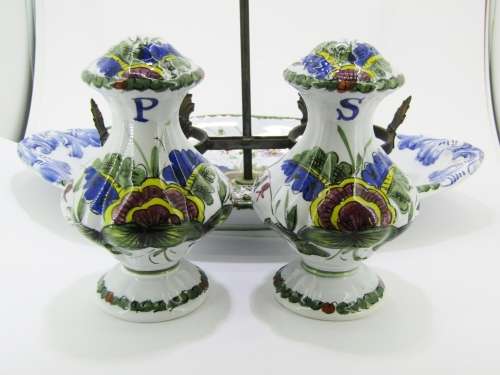 Vintage Italian Ceramic Large Condiment Stand