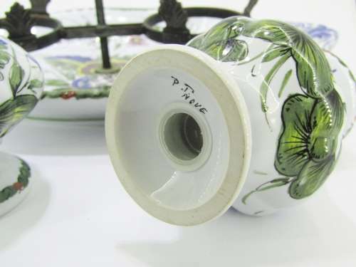Vintage Italian Ceramic Large Condiment Stand