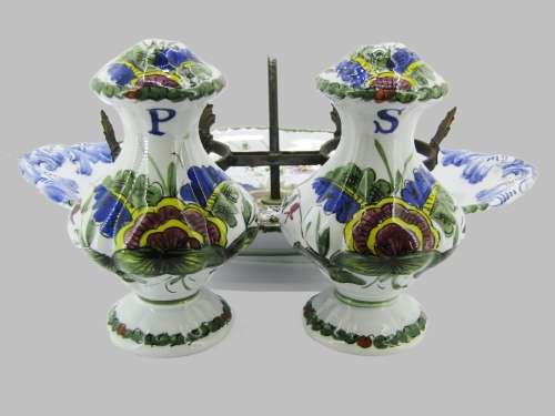 Vintage Italian Ceramic Large Condiment Stand