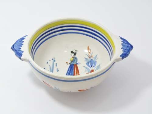 Vintage French Quimper Hand-Painted Ceramic Bowl