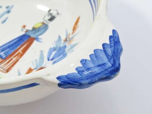 Vintage French Quimper Hand-Painted Ceramic Bowl