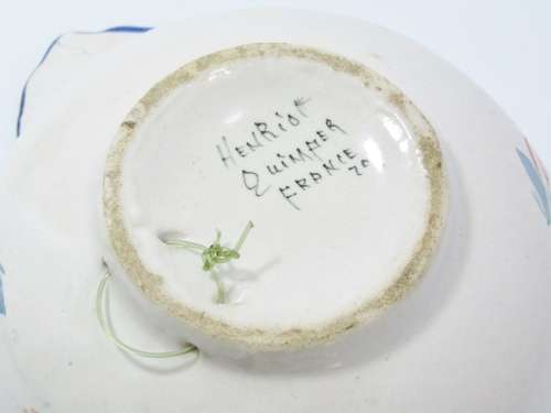 Vintage French Quimper Hand-Painted Ceramic Bowl