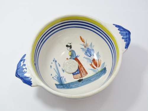 Vintage French Quimper Hand-Painted Ceramic Bowl
