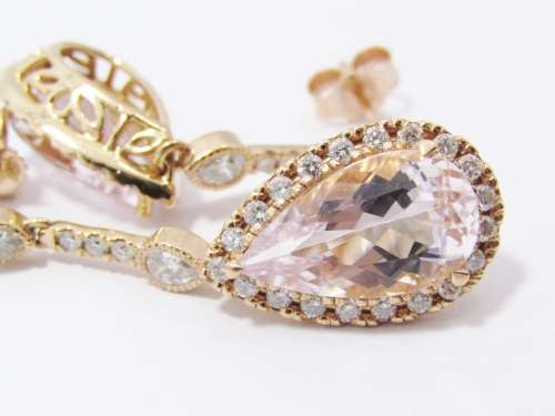 Magnificent! Browns Jewellers 18CT Morganite & Diamond Earrings