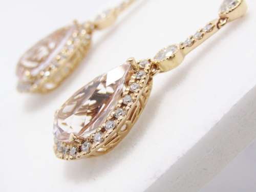 Magnificent! Browns Jewellers 18CT Morganite & Diamond Earrings