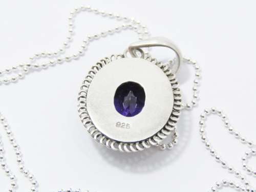 A Gorgeous Oval Amethyst Pendant On Chain in Sterling Silver.