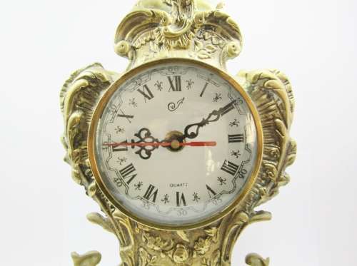 Weighty Vintage Solid Brass Decorative Mantle Clock