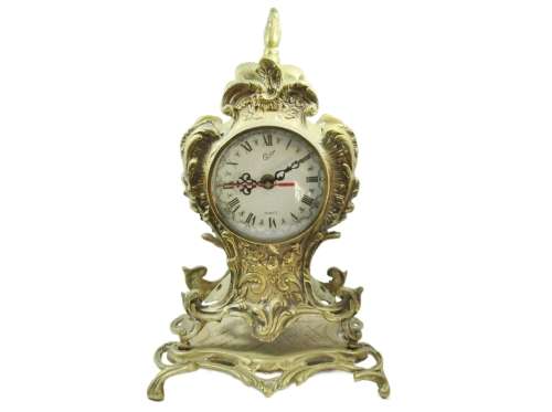 Weighty Vintage Solid Brass Decorative Mantle Clock