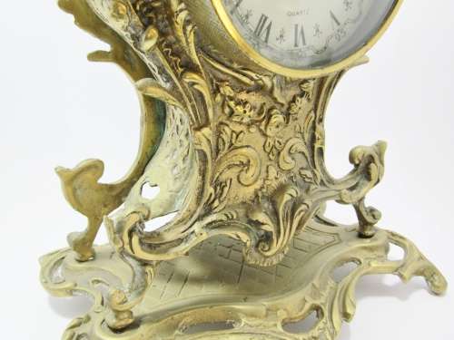 Weighty Vintage Solid Brass Decorative Mantle Clock