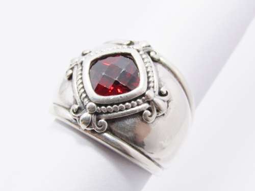A gorgeous Chunky Red Stone Zirconia Ring in Sterling Silver.
