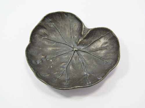 Vintage Portugal Pewter Dish in the Form of a Lily Leaf
