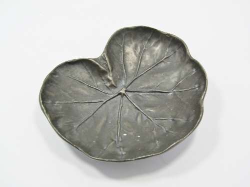 Vintage Portugal Pewter Dish in the Form of a Lily Leaf