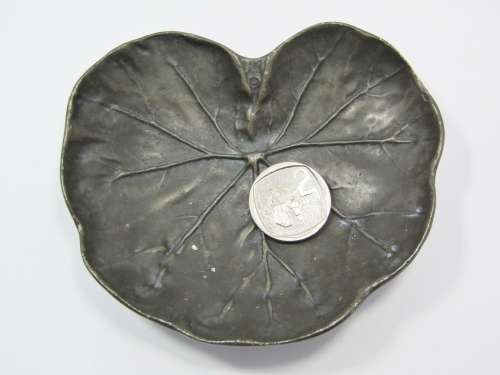 Vintage Portugal Pewter Dish in the Form of a Lily Leaf