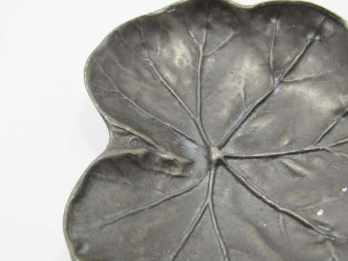 Vintage Portugal Pewter Dish in the Form of a Lily Leaf