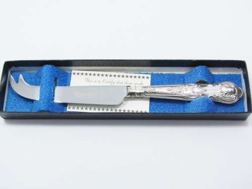 Vintage UK Hallmarked Sterling Silver-Handled Cheese Knife in Box