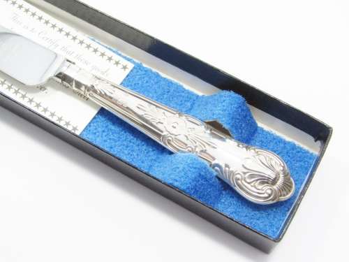 Vintage UK Hallmarked Sterling Silver-Handled Cheese Knife in Box