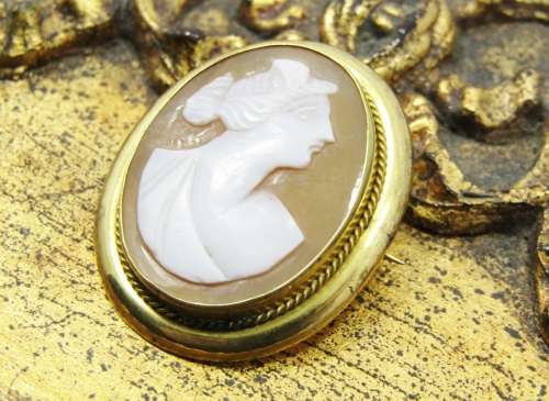 A gorgeous gold tone shell cameo