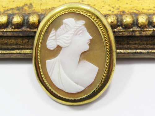 A gorgeous gold tone shell cameo