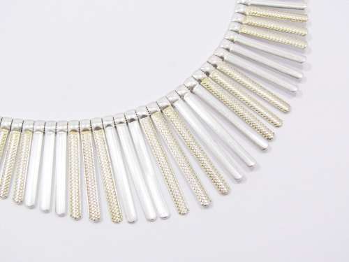 Stunning Two Tone  Graduating Bar Design Necklace in Sterling Silver