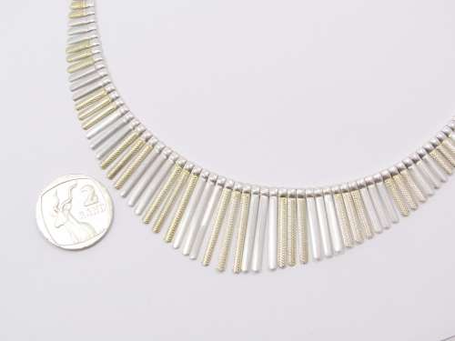 Stunning Two Tone  Graduating Bar Design Necklace in Sterling Silver