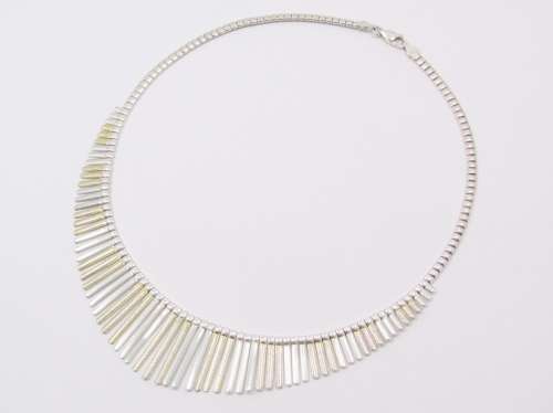 Stunning Two Tone  Graduating Bar Design Necklace in Sterling Silver