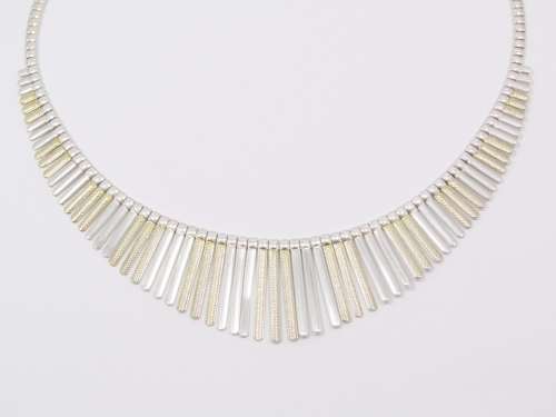 Stunning Two Tone  Graduating Bar Design Necklace in Sterling Silver