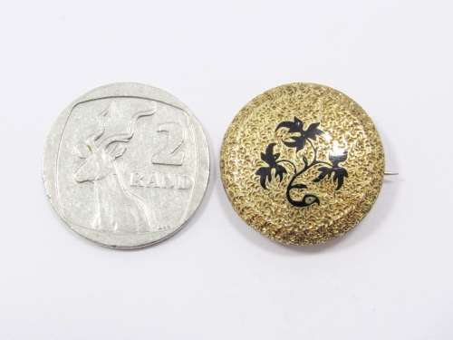 Antique Victorian Rolled Gold d`Epargne Tracery Enamel Pin/Brooch