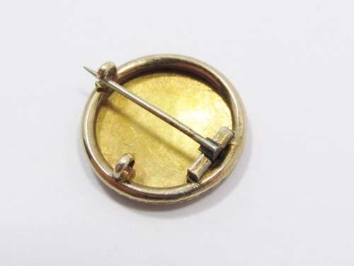 Antique Victorian Rolled Gold d`Epargne Tracery Enamel Pin/Brooch
