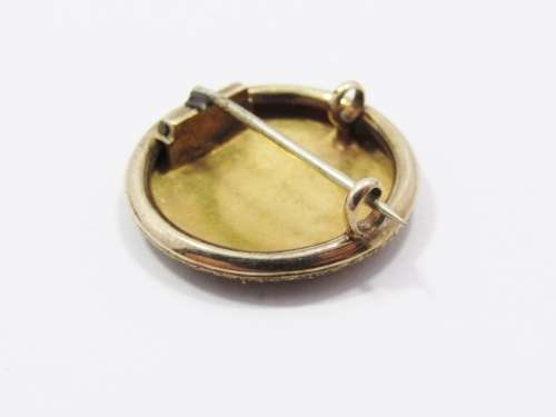 Antique Victorian Rolled Gold d`Epargne Tracery Enamel Pin/Brooch
