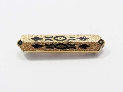 Antique Victorian Rolled Gold d`Epargne Pin/Brooch (Tracery Enamel)