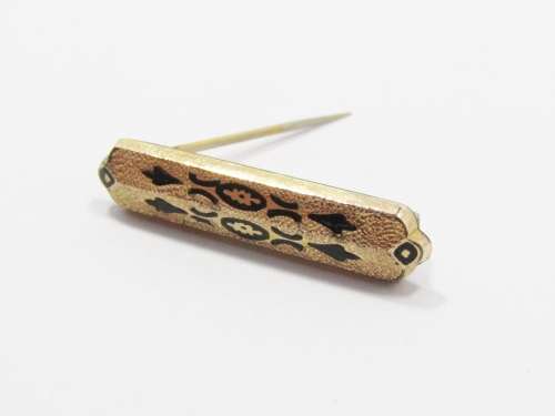 Antique Victorian Rolled Gold d`Epargne Pin/Brooch (Tracery Enamel)