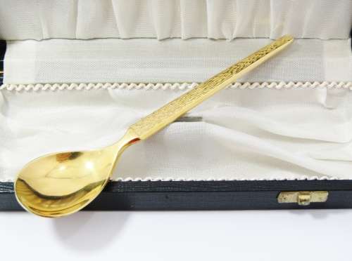 Vintage Gold-Plated Spoon in Original Case