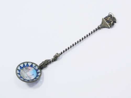 Rare! Antique Italian Silver & Enameled Spoon