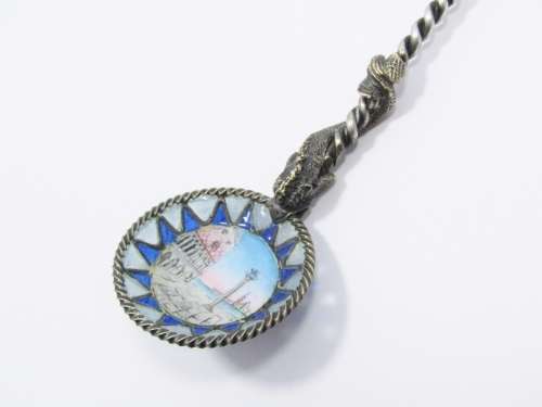 Rare! Antique Italian Silver & Enameled Spoon
