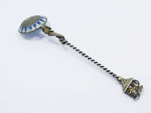 Rare! Antique Italian Silver & Enameled Spoon