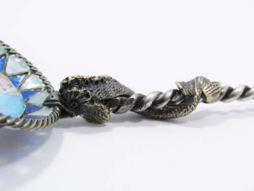 Rare! Antique Italian Silver & Enameled Spoon
